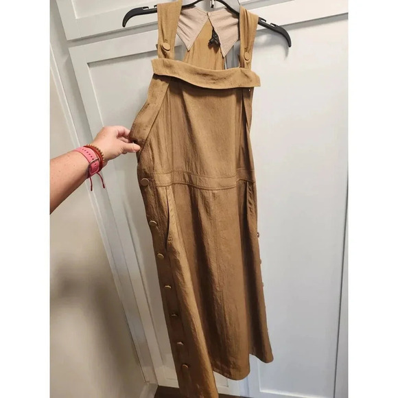 Rag + Bone Adrian Button-Detailed Crinkled-Twill Midi Dress In Sage Green - Picture 3 of 12